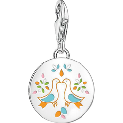 Thomas Sabo Mexican Disc Doves Charm Pendant - Silver/Multicolour