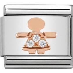 Nomination Composable Classic Girl Link Charm - Rose Gold/Silver/White