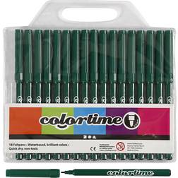 Colortime Felt Tip Pens Dark Green 18-Pack