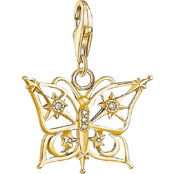 Thomas Sabo Butterfly Star & Moon Charm Pendant - Gold/White