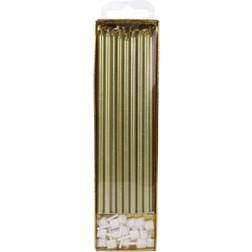 Decor Extra Long Cake Candle Gold 16-pack