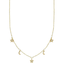 Thomas Sabo Moons and Stars Necklace - Gold/White