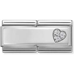 Nomination Composable Classic Heart Double Link Charm - Silver/White