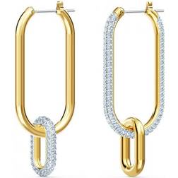 Swarovski Time Hoop Pierced Earrings - Gold/Transparent