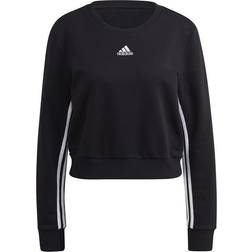 adidas Women's Essentials Cut 3-Stripes Crop Sweatshirt - Black