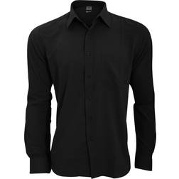 Henbury Wicking Long Sleeved Shirt - Black