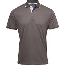 Premier Contrast Coolchecker Polo Shirt - Dark Gray/Silver