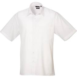 Premier Short Sleeve Formal Poplin Plain Shirt - White