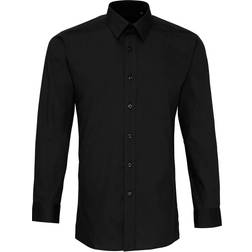 Premier Long Sleeve Fitted Poplin Work Shirt - Black