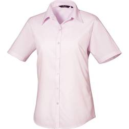 Premier Women's Short Sleeve Poplin Blouse - Pink