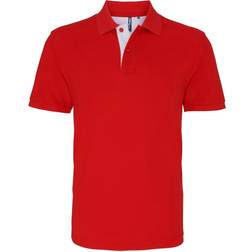 ASQUITH & FOX Classic Fit Contrast Polo Shirt - Red/White