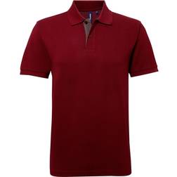 ASQUITH & FOX Classic Fit Contrast Polo Shirt - Burgundy/Charcoal