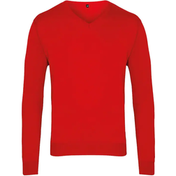 Premier V-Neck Knitted Sweater - Red