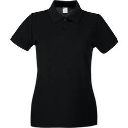 Universal Textiles Women's Fitted Short Sleeve Casual Polo Shirt - Jet Black