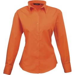 Premier Women's Long Sleeve Poplin Blouse - Orange