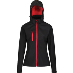Regatta Women's Venturer 3-Layer Printable Hooded Softshell Jacket - Black/Classic Red
