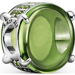 Pandora Oval Cabochon Charm - Silver/Green