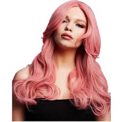 Smiffys Nicole Ash Pink Long Wig with Curls