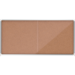 Nobo Premium Plus Cork Lockable Notice Board Sliding Door 27xA4