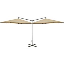 vidaXL Double Parasol with Steel Pole 290cm