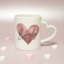 Personalised Rose Gold Heart Handled Mug 32.53cl