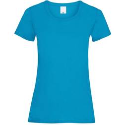 Universal Textiles Womens Value Fitted Short Sleeve Casual T-shirt - Cyan