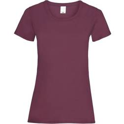 Universal Textiles Womens Value Fitted Short Sleeve Casual T-shirt - Oxblood