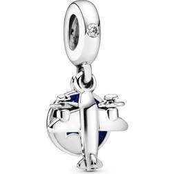 Pandora Propeller Plane Dangle Charm - Silver/Blue/Transparent