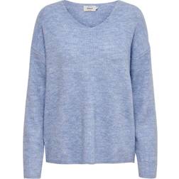 Only V-Neck Knitted Pullover - Blue/Skyway