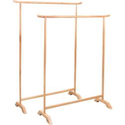 vidaXL Solid Oak Clothes Rack Set 2 Piece Garment Coat Holder Stand Hanger Clothes Rack