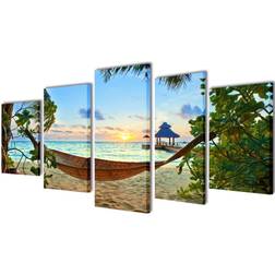 vidaXL Sand Beach with Hammock Wall Decor 200x100cm