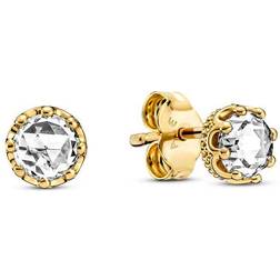 Pandora Sparkling Crown Stud Earrings - Gold/Transparent