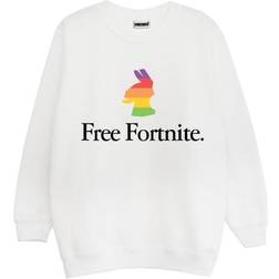 Fortnite Girl's Llama Rainbow Sweatshirt - White