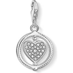 Thomas Sabo Heart Pavé Charm Pendant - Silver/Transparent