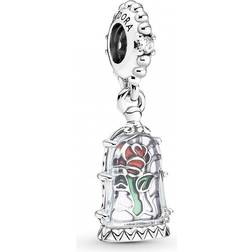 Pandora Disney Beauty And The Beast Enchanted Rose Dangle Charm - Silver/Multicolour