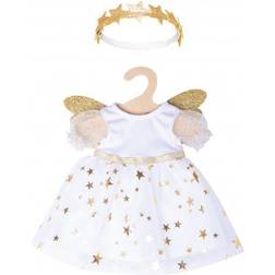 Heless 2152 Dress for Dolls in Guardian Angel Design with Golden Wings and Star Headband Size 35-45 cm, White and Gold