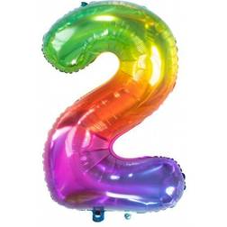 Folat 63242 Foil Balloon Yummy Gummy Rainbow Number 2-86 cm, Multi Colors, 86cm