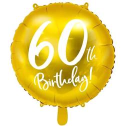 PartyDeco Balloon Mylar Foil Gold for 60th Birthday Ø 45 cm, Color, FB24M-60-019