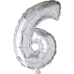 Creotime Foil Balloon, 6, H: 41 cm, silver, 1 pc