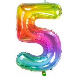 Folat 63245 Foil Balloon Yummy Gummy Rainbow Number 5, Multi Colors, 86 cm