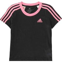 Adidas Girl's 3-Stripes T-shirt - Black/Pink