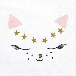 PartyDeco Luck and Luck Cute Meow Kitty Cat Paper Party Napkins 33x33cm x 20