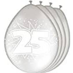 Folat 8pcs. Balloons 30cm anniversary 25 silver