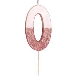 Talking Tables Rose Gold Glitter Number 0 Birthday Candle Cake Decoration