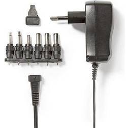 Nedis Universal nätadapter Euro Typ C (CEE 7/16) 7.2 W 3 VDC 4.5 VDC 5 VDC 6 VDC 7.5 VDC 9 VDC 12 VDC Utgångskontaktyp: 2.5 mm Jack Kontakt 3.5 mm Jack kontakt 3.5 x 1.35 mm 5.0 x 2.1 mm 5.5 x 1.5 mm 5.5 x 2.5 mm 1.80 m