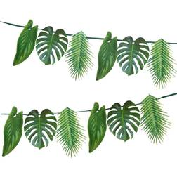 Talking Tables Green Tropical Palm Leaves Garland Bunting- 2.6M Reusable Hawaiian Theme Party Decorations for Birthday, Summer, Luau, Jungle, Paper, Length, 8.5ft