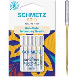 (Gold Embroidery (Titanium Nitride) Size 90/14) Schmetz Sewing Machine Needles, 5pk