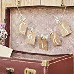 Ginger Ray Natural Kraft Wedding Card Box Bunting Twine & Pegs Rustic Country, White