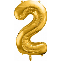 PartyDeco Foil Balloon Number 2 86cm Gold