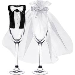 PartyDeco uk-karton – 2 piece set: Bride and Groom’s Outfits Glass Covers